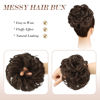 Picture of FESHFEN Messy Bun Hair Piece Hair Bun Scrunchies Synthetic Medium Chestnut Brown Wavy Curly Chignon Ponytail Hair Extensions Thick Updo Hairpieces for Women Girls 1PCS