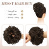 Picture of FESHFEN Messy Bun Hair Piece Hair Bun Scrunchies Synthetic Wavy Chignon Ponytail Hair Extensions Thick Updo Hairpieces for Women Girls 1PCS, Dark Brown & Light Auburn Mixed