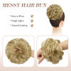 Picture of FESHFEN Messy Bun Hair Piece Hair Bun Scrunchies Synthetic Light Gloden Blonde Wavy Curly Chignon Ponytail Hair Extensions Thick Updo Hairpieces for Women Girls 1PCS