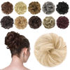 Picture of FESHFEN Messy Hair Bun Hair Pieces Elastic Wavy Curly Hair Bun Scrunchies Extensions Synthetic Chignon Hairpieces for Women Girls, Platinum Blonde 1 PCS