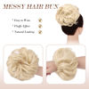 Picture of FESHFEN Messy Hair Bun Hair Pieces Elastic Wavy Curly Hair Bun Scrunchies Extensions Synthetic Chignon Hairpieces for Women Girls, Platinum Blonde 1 PCS