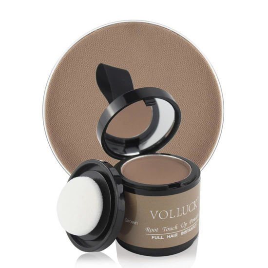 Picture of VOLLUCK Hairline Powder for Women & Men - Hair Shadow Concealer for Touch-Up, Root Cover, Bald Spots, Eyebrows (0.35 Ounce, Light-Brown)