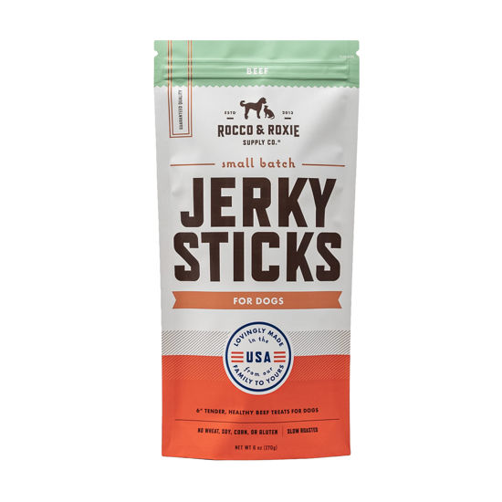 Picture of Rocco & Roxie Jerky Dog Treats - Slow Roasted Beef Sticks for All Breed Sizes - 170g Bag