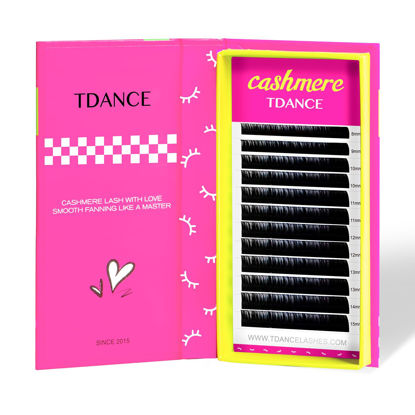 Picture of TDANCE Cashmere Lash Extensions Super Matte Black Volume Lash Extension C CC D DD B J L Curl 0.03-0.2mm Thickness Classic Lash Extensions Eyelash Extensions Professional Salon Use(0.03-DD,12mm)