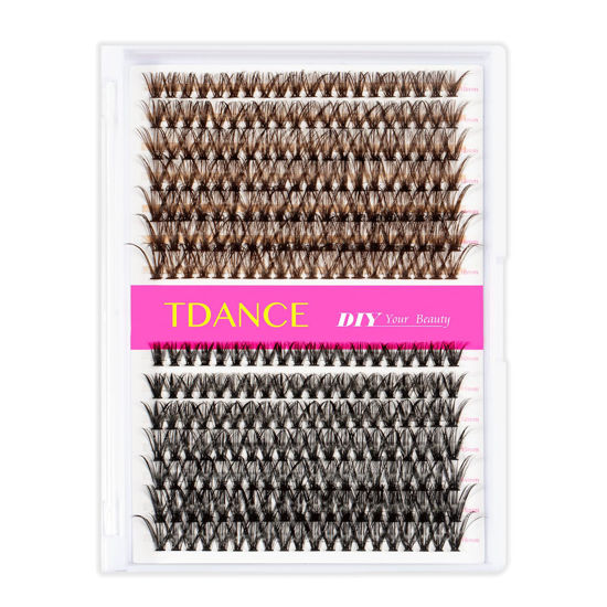 Picture of TDANCE Black and Brown Lash Clusters DIY Eyelash Extensions 280 Pcs Colored Cluster Lashes Individual Lashes Cluster Reusable Soft & Comfortable DIY Lash Extensions at Home(40D-Black+Brown,10-16mm)