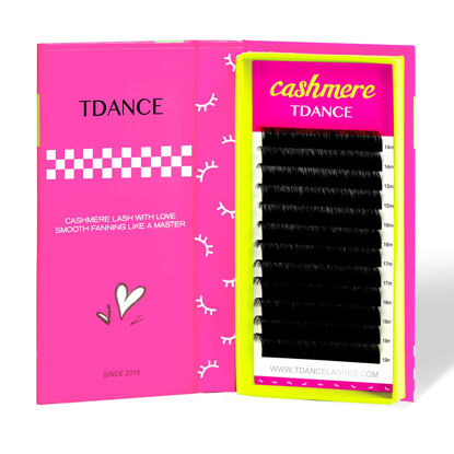 Picture of TDANCE Cashmere Lash Extensions Super Matte Black Classic Lash Extensions 0.07mm Thickness 14-19mm Mix Length C Curl Individual Volume Eyelash Extensions for Professional Salon Use(0.07-C,14-19mm)