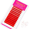 Picture of TDANCE Colorful lashes extension D Curl 0.07mm Thickness Semi Permanent Individual Eyelash Extensions Silk Volume Lashes Professional Salon Use Mixed 8-15mm Length In One Tray (Red,D-0.07,8-15mm)