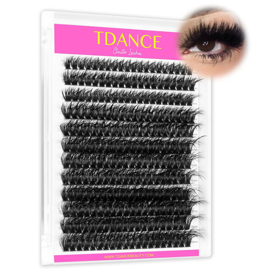 Picture of TDANCE Lash Clusters 80D Thick Eyelash Clusters D Curl Wispy Individual Lashes 10-20mm Cluster Eyelash Extensions False Mink Eyelashes DlY Flat Lash Extension(Thick-80D,10-20mm)