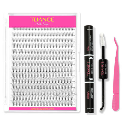 Picture of TDANCE DIY Lash Extension Kit 280 PCS Cluster Lashes Kit with 9-16mm Mix Lash Clusters, Lash Bond and Seal, Lash Applicator for DIY Eyelash Extension Kit at Home(Kit-10D-D)