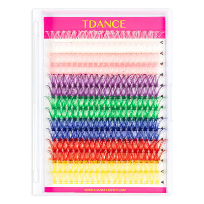 Picture of TDANCE 7 Mixed Colored Lash Clusters DIY Eyelash Extensions 280 Pcs Cluster Lashes Individual Lashes Cluster Reusable Soft & Comfortable DIY Lash Extensions at Home(40D-Colored,16mm)