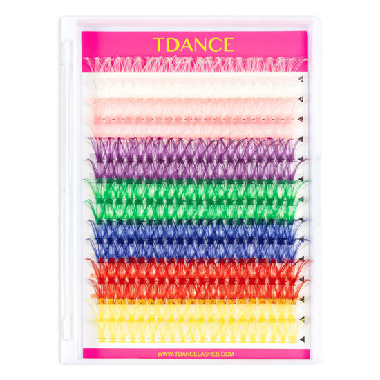 Picture of TDANCE 7 Mixed Colored Lash Clusters DIY Eyelash Extensions 280 Pcs Cluster Lashes Individual Lashes Cluster Reusable Soft & Comfortable DIY Lash Extensions at Home(40D-Colored,16mm)