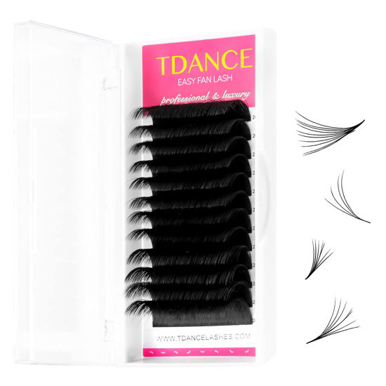 Picture of TDANCE Eyelash Extension Supplies Rapid Blooming Volume Eyelash Extensions Thickness 0.03 D Curl Mix 20-25mm Easy Fan Volume Lashes Self Fanning Individual Eyelashes Extension (D-0.03,20-25mm)