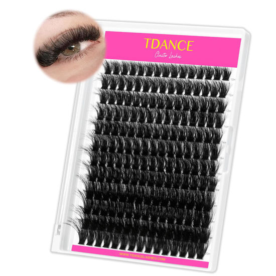 Picture of Thick Eyelash Extension 10-20mm Lash Clusters 200D Individual Eyelashes DIY Extensions for Beginners by TDANCE(Thick-200D,10-20mm)