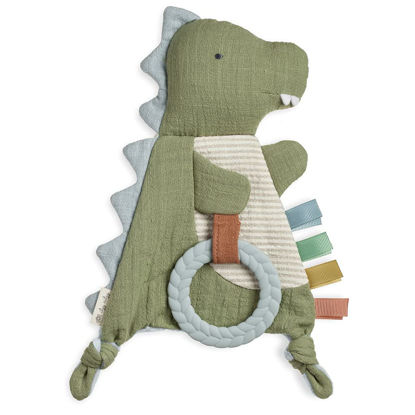 Picture of Itzy Ritzy - Bitzy Crinkle Sensory Toy Dinosaur with Crinkle Sound for Babies & Toddlers - Features Soft Braided Teething Ring & Textured Ribbons, Designed for Ages 0 Months and Up, Dinosaur