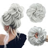 Picture of CJL HAIR Large Messy Bun Hair Piece Wavy Curly Scrunchies Synthetic Chignon Ponytail Hair Extensions Thick Updo Hairpieces for Women (Light Silver Grey)