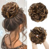 Picture of CJL HAIR Large Messy Bun Hair Piece Wavy Curly Scrunchies Synthetic Chignon Ponytail Hair Extensions Thick Updo Hairpieces for Women (Wavy, Curly, Dark Brown/Golden Blonde)