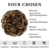 Picture of CJL HAIR Large Messy Bun Hair Piece Wavy Curly Scrunchies Synthetic Chignon Ponytail Hair Extensions Thick Updo Hairpieces for Women (Wavy, Curly, Dark Brown/Golden Blonde)