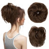 Picture of CJL HAIR Large Messy Bun Hair Piece Wavy Curly Scrunchies Synthetic Chignon Ponytail Hair Extensions Thick Updo Hairpieces for Women (Curly, Straight, Medium Brown)