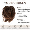 Picture of CJL HAIR Large Messy Bun Hair Piece Wavy Curly Scrunchies Synthetic Chignon Ponytail Hair Extensions Thick Updo Hairpieces for Women (Curly, Straight, Ginger Brown and Light Auburn Tips)