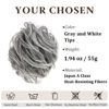 Picture of CJL HAIR Large Messy Bun Hair Piece Wavy Curly Scrunchies Synthetic Chignon Ponytail Hair Extensions Thick Updo Hairpieces for Women (Curly, Straight, Gray and White Tips)