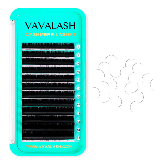 Picture of VAVALASH Cashmere Lashes 0.03/0.05/0.07 Premium Lashes Volume Eyelash Extensions 8-20MM Individual Silk Lashes, Soft Super Matte Black Professional Lashes Extension Tray Supplies (0.03-C-13-20MM)