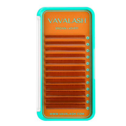 Picture of VAVALASH Colored Lash Extensions Light Brown Eyelash Extensions 0.03 0.05 0.07 Volume Lash Extension 8-15mm Mixed Lashes C D Curl Premium color Lashes Extension(Light Brown-0.07-D-8-15mm)