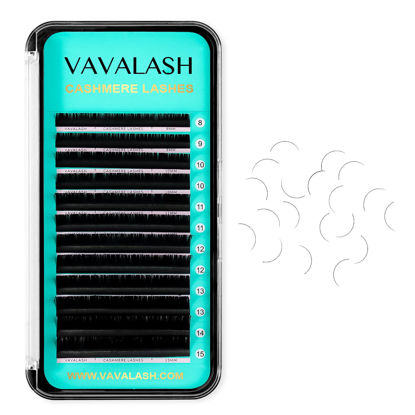 Picture of VAVALASH Cashmere Lashes 0.03/0.05/0.07/0.1/0.12/0.18/0.2 Premium Lashes Volume Lash Extensions Individual Silk Lashes, Soft Super Matte Black Profession Eyelash Extension Supplies (0.2-CC-13-20MM)