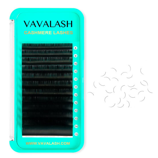 Picture of VAVALASH Cashmere Eyelash Extensions 0.03/0.05/0.07/0.15 Premium Lashes B L J Curl Volume Lash Extensions, Soft Super Matte Black Professional Lashes Extension Tray Supplies (0.05-B-8-15MM)