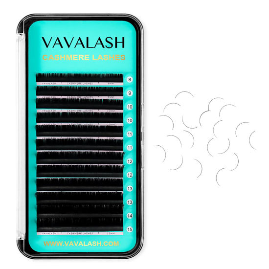 Picture of VAVALASH Cashmere Lashes 0.03/0.05/0.07/0.1/0.12/0.18/0.2 Premium Lashes Volume Lash Extensions Individual Silk Lashes, Soft Super Matte Black Profession Eyelash Extension Supplies (0.1-C-13-20MM)