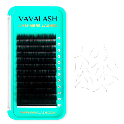 Picture of VAVALASH Cashmere Eyelash Extensions 0.03/0.05/0.07/0.15 Premium Lashes B L J Curl Volume Lash Extensions, Soft Super Matte Black Professional Lashes Extension Tray Supplies (0.07-L-8-15MM)