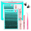 Picture of VAVALASH DIY Lash Extension Kit Individual Cluster Lashes Kit with V01 168 PCS 8-16Mix Lash Clusters, Lash Bond and Seal, Lash Remover, Lash Applicator for DIY Eyelash Extensions at Home (V01, Kit)