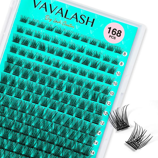 Picture of VAVALASH 168 PCS Individual Cluster Lashes DIY Eyelash Extension Light and Soft Faux Mink Slik Lash Clusters Easy Full Lash Extensions DIY at Home (V02, C Curl-8-16MIX)