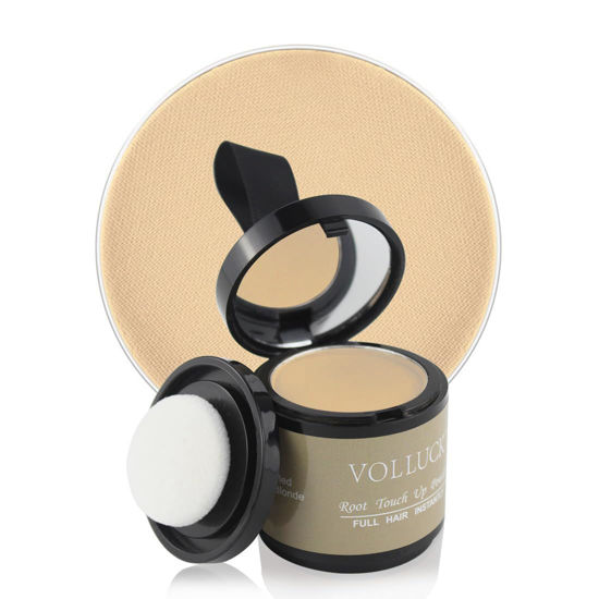 Picture of VOLLUCK Root Touch Up Hair Color Powder - Cover Bald Spots, Eyebrows, 0.35 Ounce, Medium Blonde for Women and Men