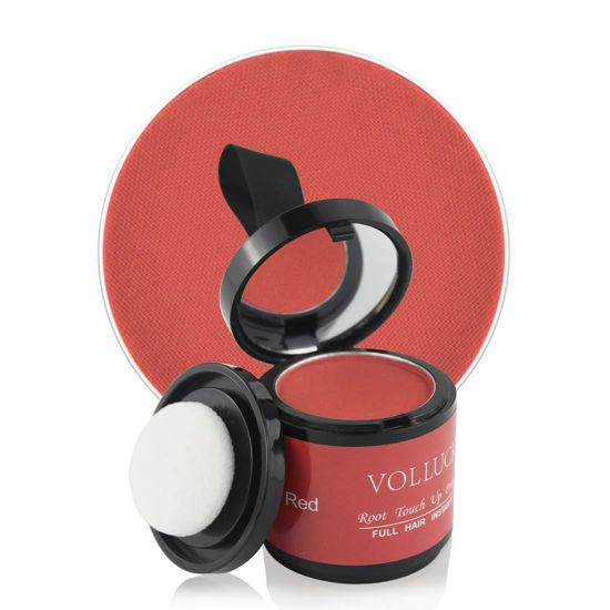 Picture of VOLLUCK Hair Powder for Women and Men - Root Touch Up and Color, Cover Bald Spots, Eyebrows (0.35 Ounce, Red)