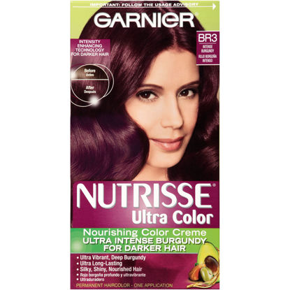 Picture of Garnier Nutrisse Ultra Color Nourishing Hair Color Creme, BR3 Intense Burgundy (Packaging May Vary)