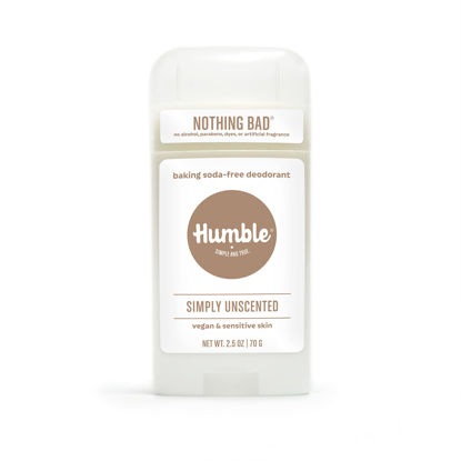 Picture of HUMBLE BRANDS Aluminum-Free Deodorant, Vegan and Cruelty- free, Formulated for Sensitive Skin, Simply Unscented, 2.5 Ounce (Pack of 1)