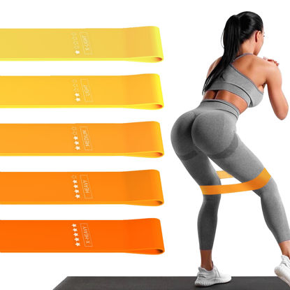 Picture of Resistance Loop Exercise Bands, Resistance Bands Exercise Bands for Home Fitness, Stretching, Strength Training, Physical Therapy,Elastic Workout Bands for Women Men Kids, Set of 5 (Orange)