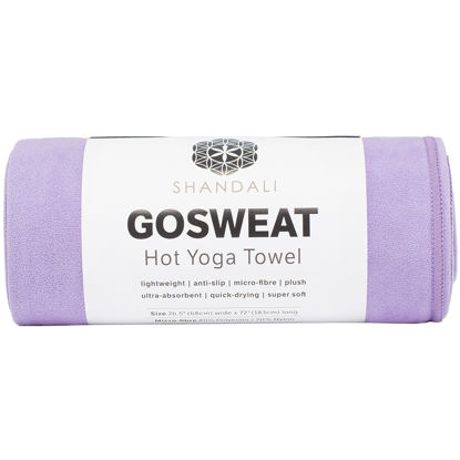 Picture of Shandali Hot Yoga GoSweat Microfiber Hand Towel in Super Absorbent Premium Violet Suede for Bikram, Pilates, Gym, and Outdoor Sports. 16 x 26.5 inches.