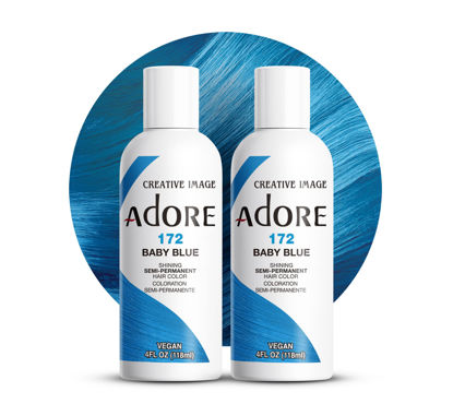 Picture of Adore Semi Permanent Hair Color - Vegan and Cruelty-Free Blue Hair Dye - 4 Fl Oz - 172 Baby Blue (Pack of 2)