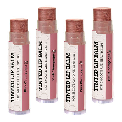 Picture of Tinted Lip Balm by Earth’s Daughter - 4 Pack of Pink Champagne Color - Beeswax, Coconut Oil, Cocoa Butter, Vitamin E - Moisturize and Beautify - Paraben Free