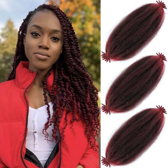 Picture of Marley Twist Braiding Hair Springy Afro Twist Hair 12 Inch 3 Packs Pre Fluffed Spring Twist Hair Pre Stretched Wrapping Hair for Soft Locs Hair Extensions (12 Inch (Pack of 3), TBUG#)