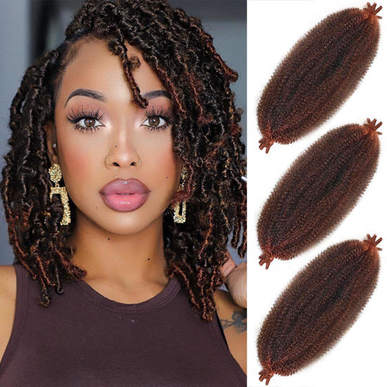 Picture of Afro Twist Hair 16 Inch 3 Packs, Springy Afro Twist Hair Pre Fluffed Spring Twist Hair Pre Separated Wrapping Hair for Soft Locs Hair Extensions (16 Inch (Pack of 3), T350#)