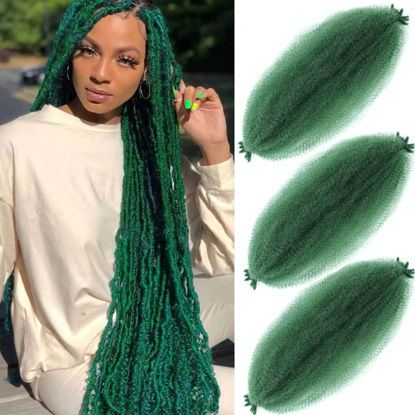 Picture of Afro Twist Hair 16 Inch 3 Packs, Springy Afro Twist Hair Pre Fluffed Spring Twist Hair Pre Separated Wrapping Hair for Soft Locs Hair Extensions (16 Inch (Pack of 3), Green#)