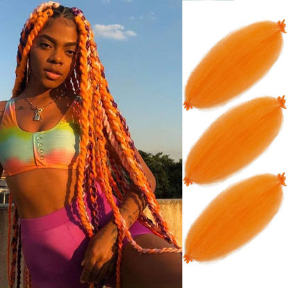 Picture of Springy Afro Twist Hair 16 Inch 3 Packs, Marley Twist Braiding Hair Pre separated Afro Twist Hair for Faux Locs Afro Spring Twist Hair Extensions (16 Inch (Pack of 3), Orange#)