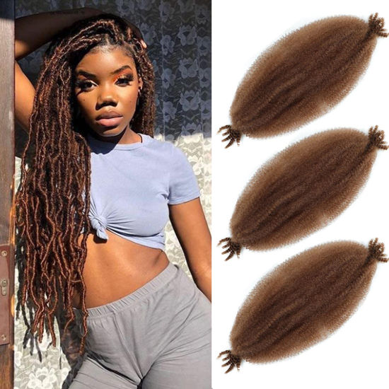 Picture of Afro Twist Hair 16 Inch 3 Packs, Springy Afro Twist Hair Pre Fluffed Spring Twist Hair Pre Stretched Wrapping Hair for Soft Locs Hair Extensions (16 Inch (Pack of 3), 30#)