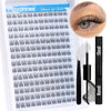 Picture of Natural Cluster Lashes Kit 168 Pcs Wispy Lash Extensions CC Curl 9-11MM Mixed Lengths Eyelash Extension Individual Kit with Lashes Bond and Seal and Tweezers DIY at Home by Mavphnee