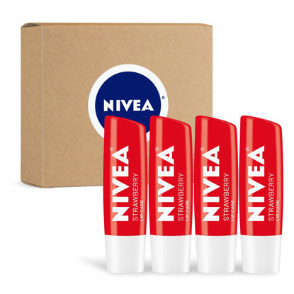 Picture of NIVEA Strawberry Lip Care - Tinted Lip Balm for Beautiful, Soft Lips - Pack of 4