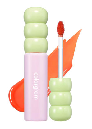 Picture of COLORGRAM Fruity Glass Tint 01 Flashing Apricot | Korean High Shine Lip Plumper | Glossy Dewy Lip Gloss with Apricot Coral Shade | Buildable, Blendable, Moisturizing, Long-Lasting | 0.11 Oz