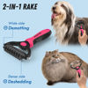 Picture of Docrok Pet Grooming Brush and Metal Comb Combo, Cat Brush Dog Brush for Shedding, Undercoat Rake for Dogs Grooming, Dematting Deshedding Brush Dogs Shedding Tool for Long matted Haired Pets, Pink