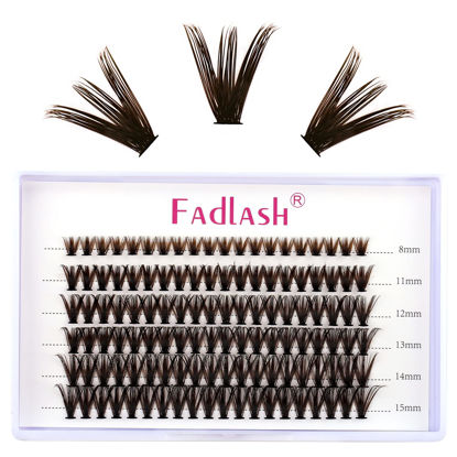 Picture of Individual Lashes 120pcs Cluster Lashes Mix Dark Brown Lash Extensions DIY Eyelash Extension D Curl Lash Clusters Eyelash Clusters Colored Lash Extensions (Brown 40D-0.07D,8-15mm)